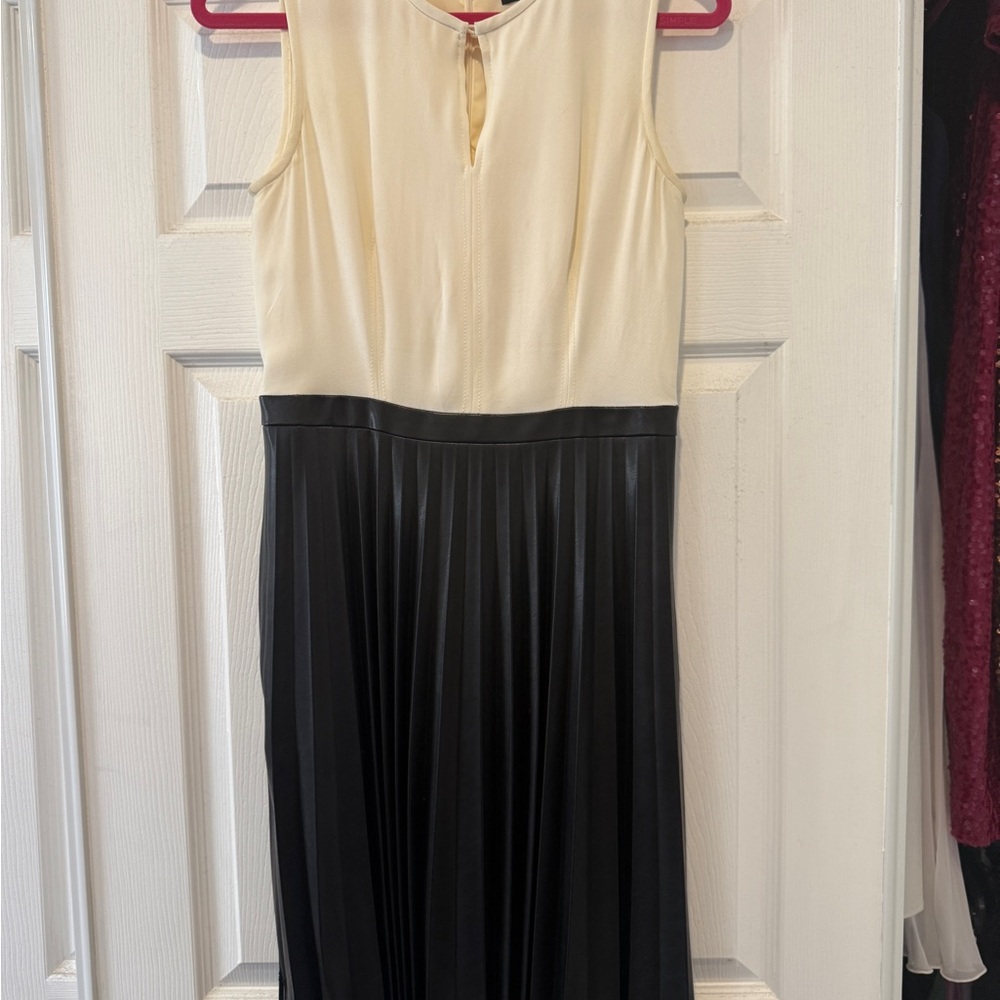 J. Crew Ivory and Black Midi Dress